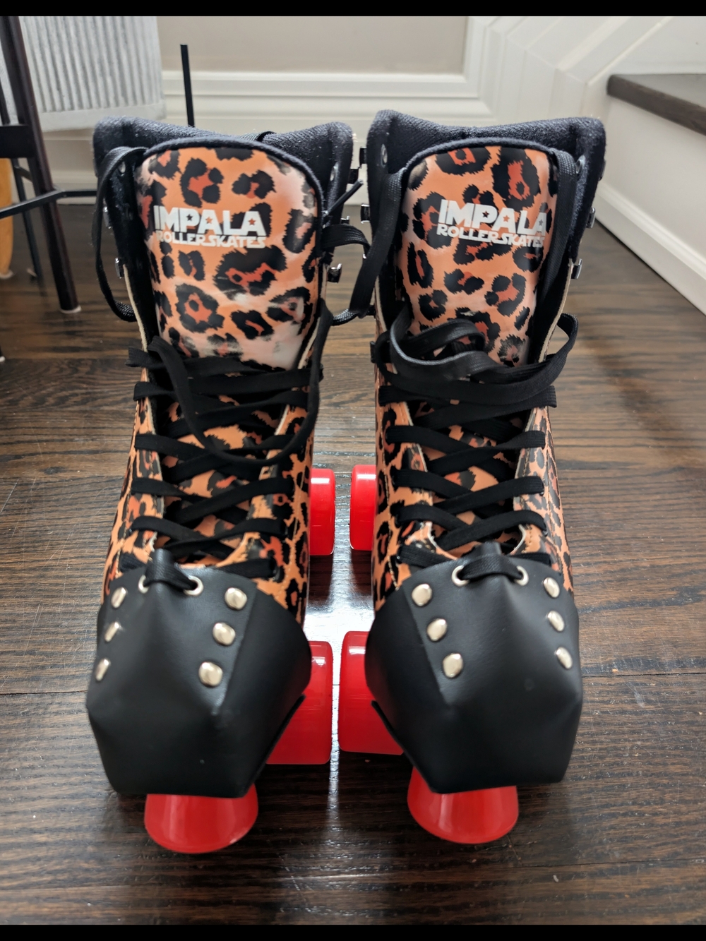 Leopard Print Roller Skates - Black & Orange/Brown